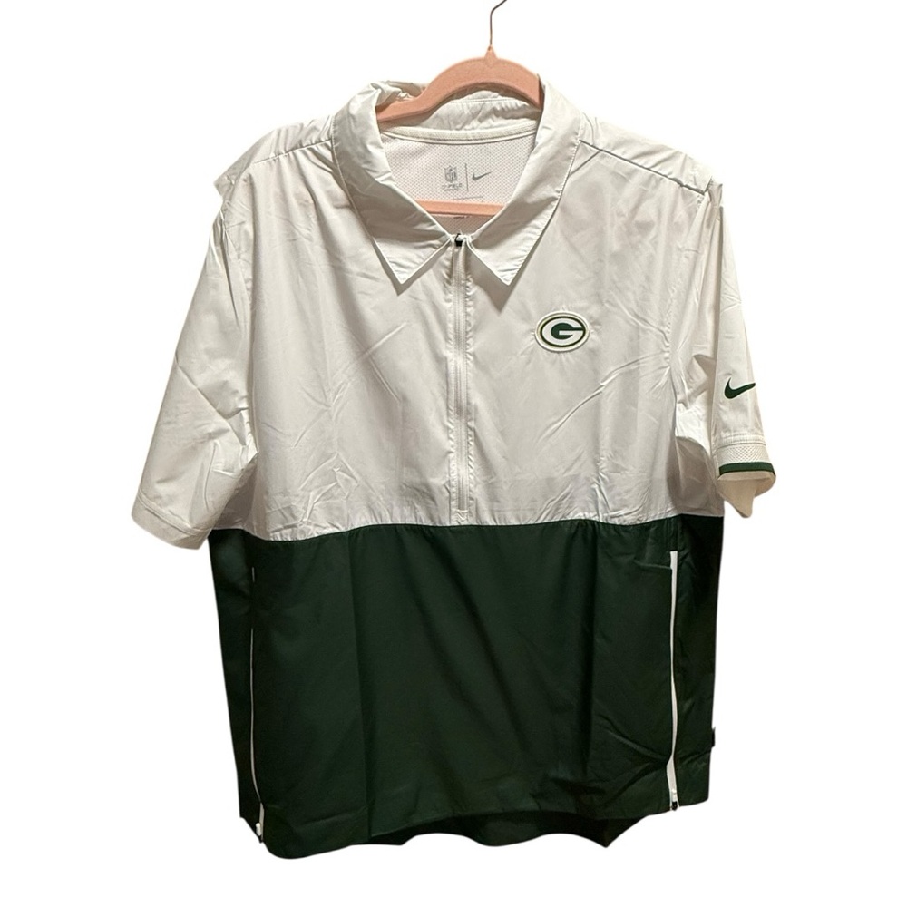 Nike Mens Large Green Bay Packers OnField Apparel 1/2 Zip Pullover Windbreaker